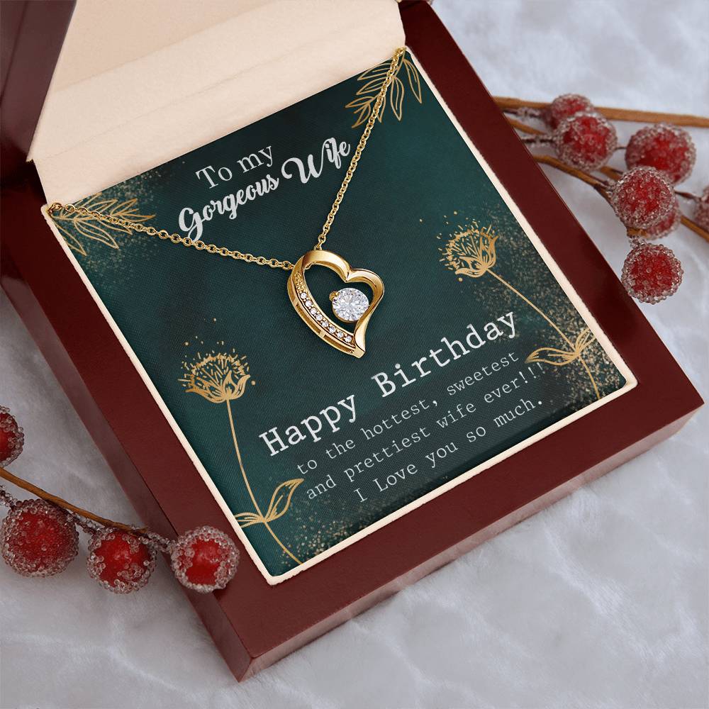 To My Gorgeous Wife - Happy Birthday - 925 Sterling Silver Pendant Forever Love Necklace