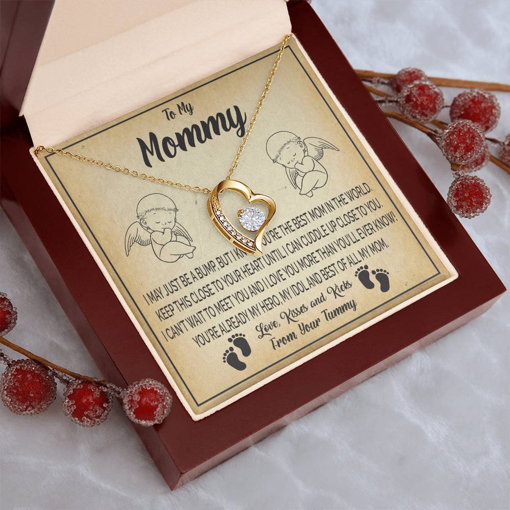 New Mommy Baby Shower Gift Pregnancy Gift Baby Bump Gift From Tummy To My Mommy After Birth Gifts Forever Love Necklace