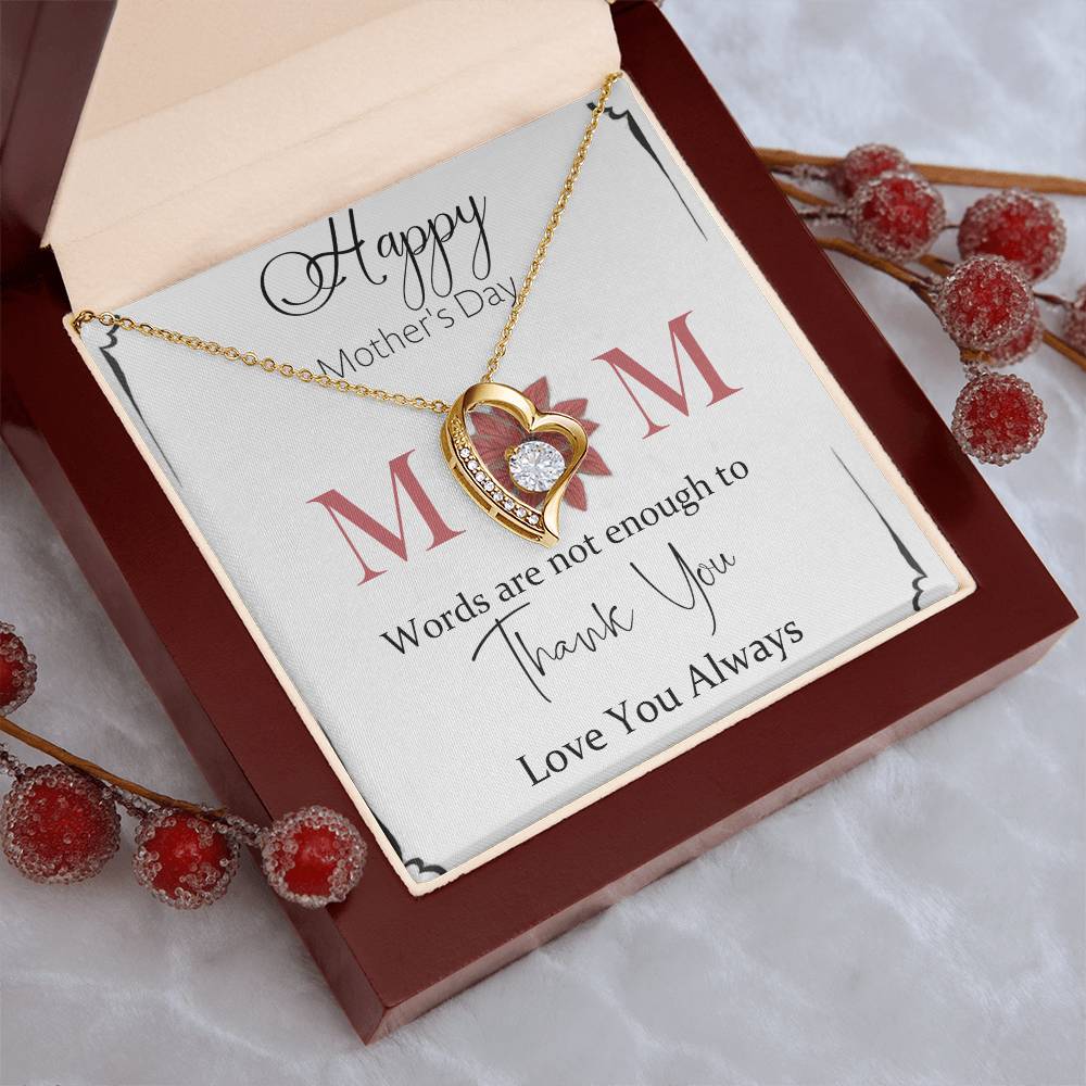 Happy Mother's Day Mom Thank You 925 Sterling Silver Pendant 1 Forever Love Necklace