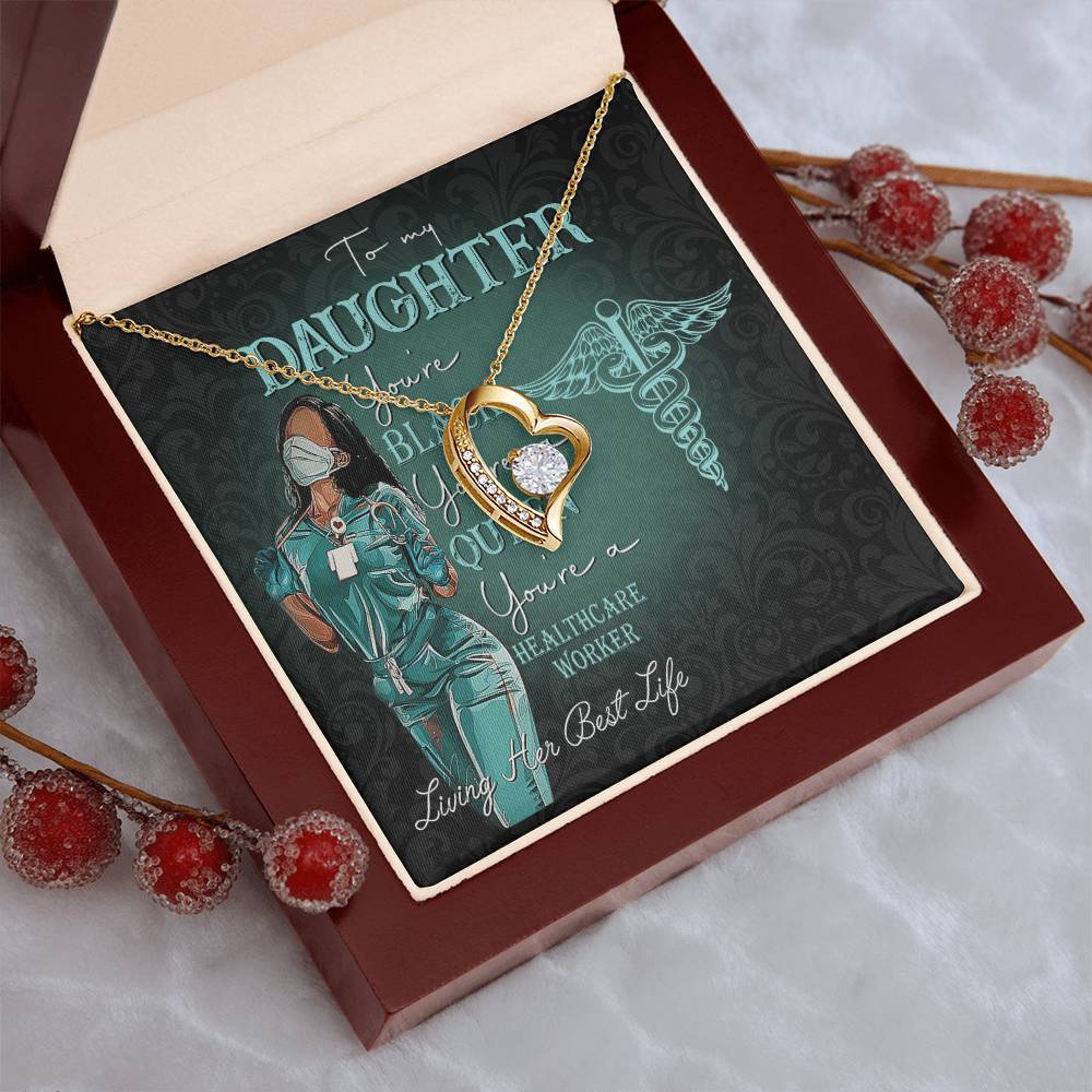 To My Daughter Black Nurse Customize Nurse Stethoscope Necklace To Nurse Daughter From Mom Nurse Gift Forever Love Necklace