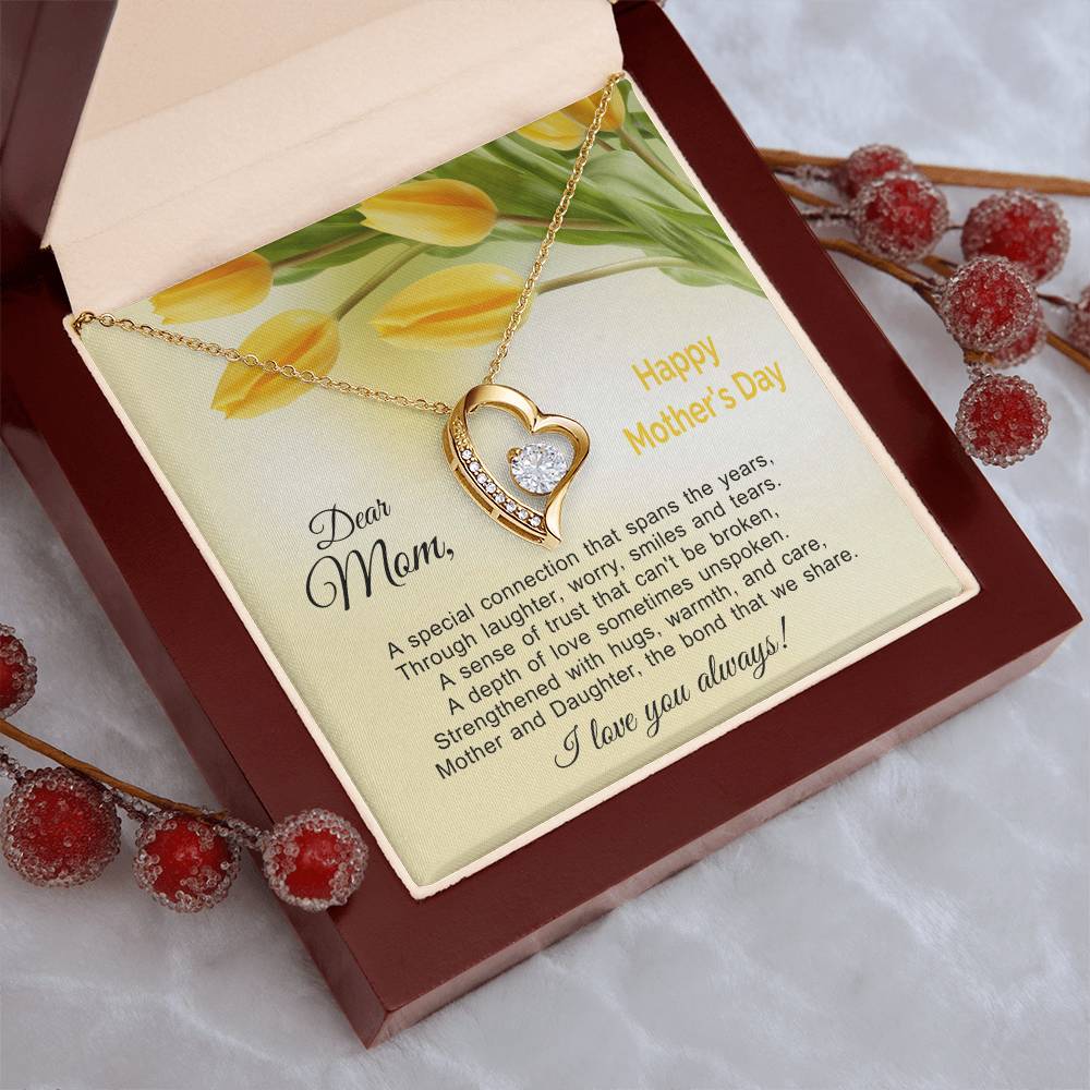 The Bond That We Share - Mother And Daughter Forever Love Heart Necklace Gold Silver Forever Love Necklace