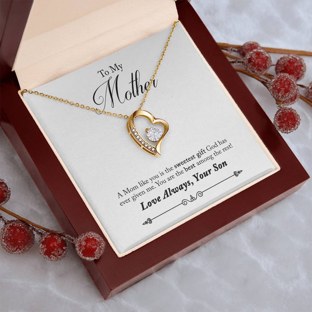 To My Mother Necklace Christmas Gift From Son Forever Love Necklace