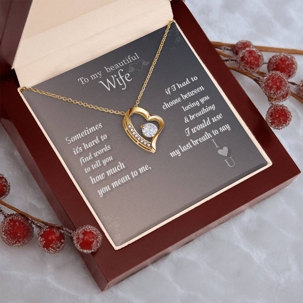 To My Beautiful Wife Anniversary Necklace For Wife 14k White Gold And 18k Yellow Gold 1 Forever Love Necklace