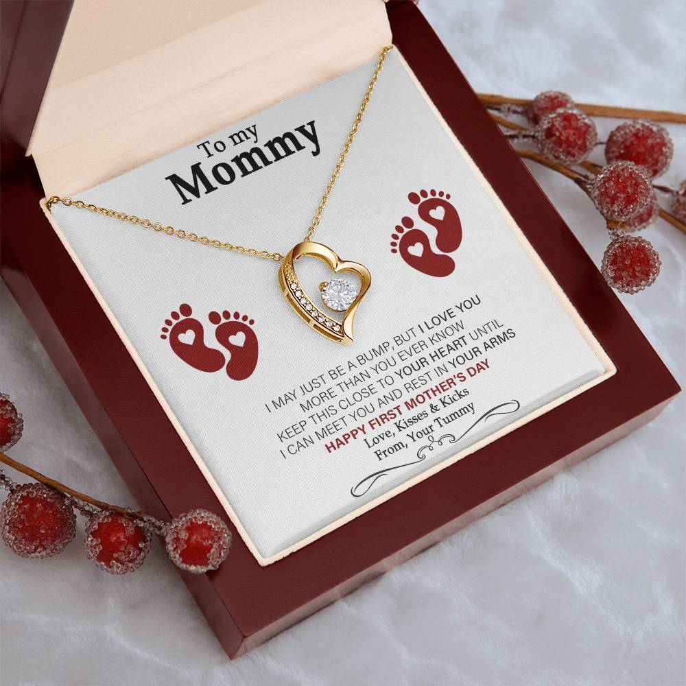 To My Mommy - From Your Tummy - Pregnancy Gift For First Time Mom - Mother's Day Gift Forever Love Necklace