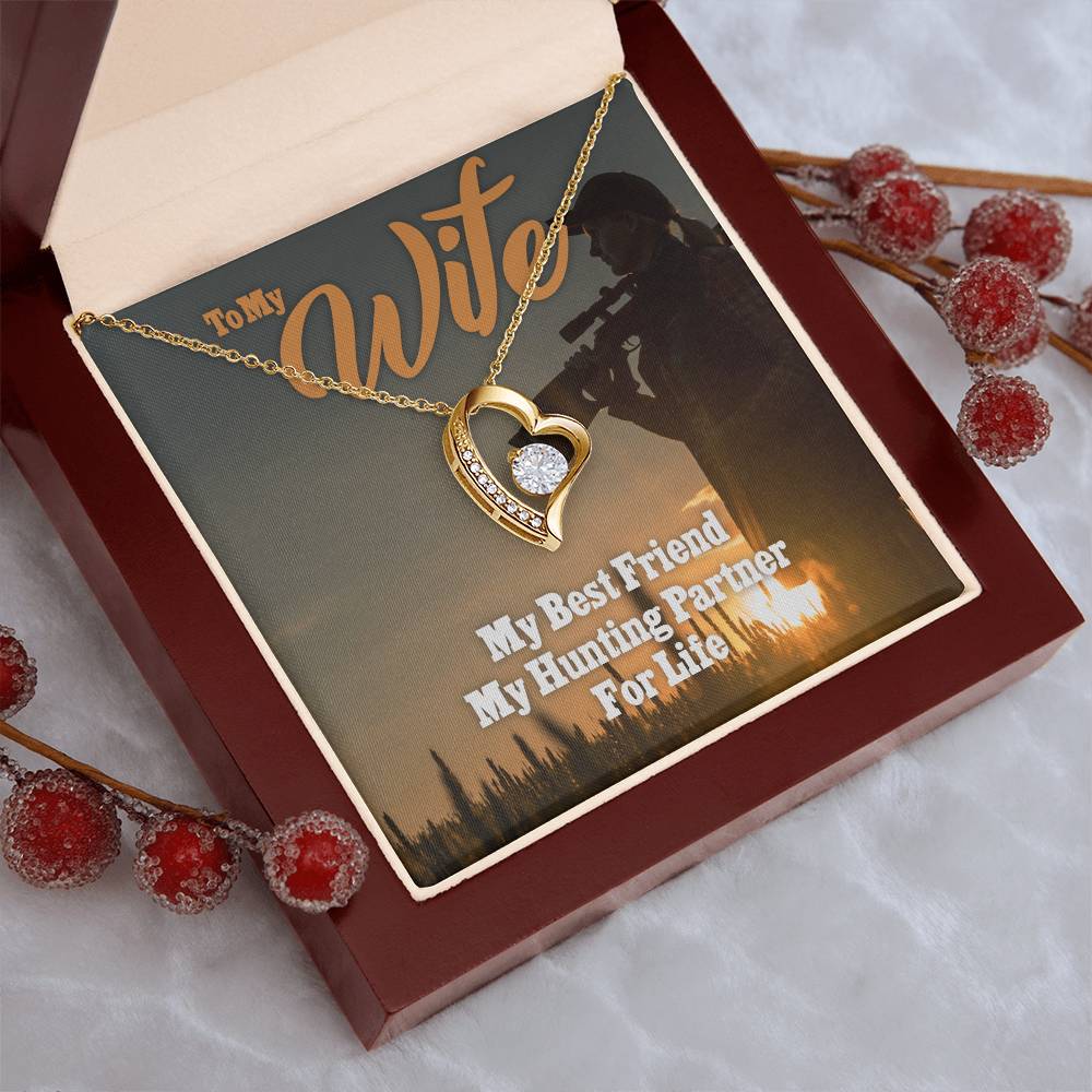 My Wife My Hunting Partner For Life Christmas Or Birthday Gift For The Woman Who Hunts To My Wife Necklace Anniversary Gift For Wife Forever Love Necklace