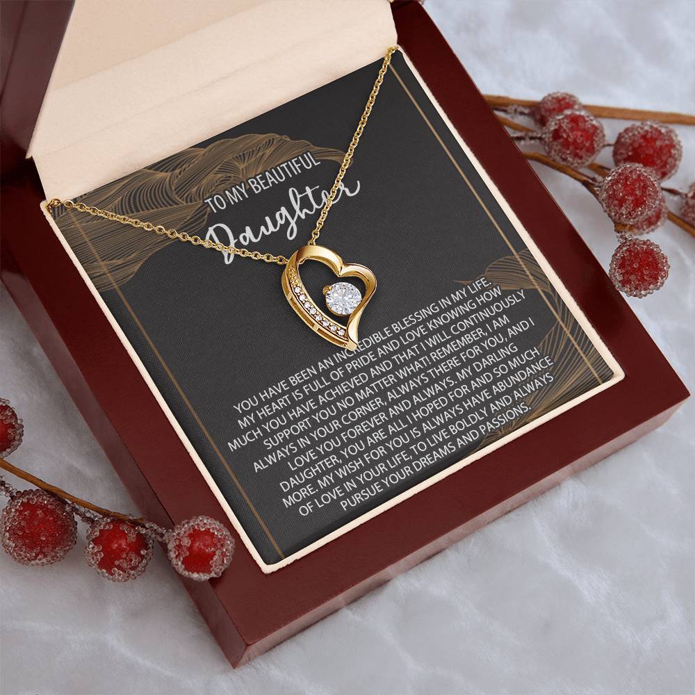 Daughter Necklace Gift Daughter Birthday Necklace To My Beautiful Daughter Forever Love Necklacedaughter Gift From Mom Daughter Forever Love Necklace