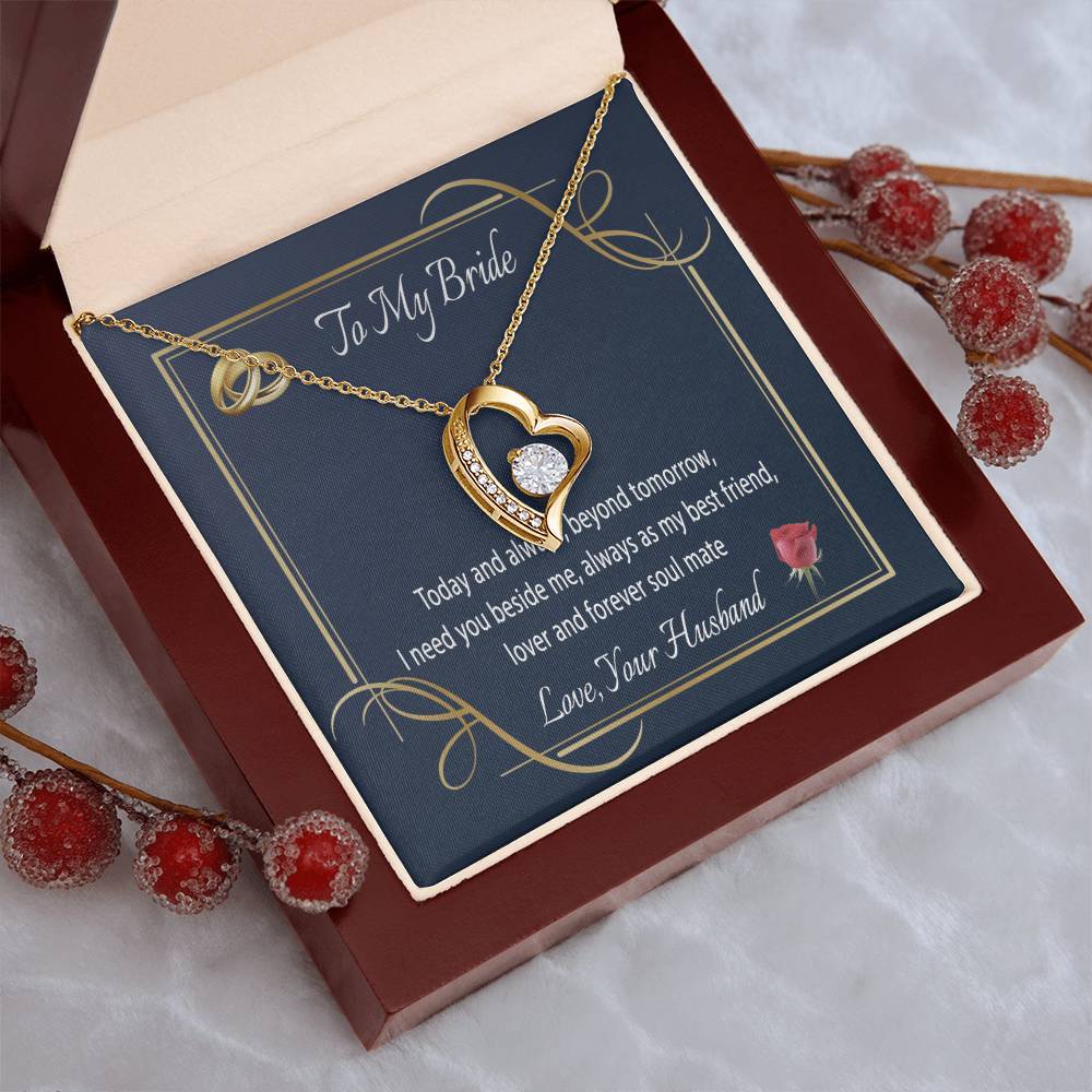 To My Bride Heart Necklace Forever Love Necklace For Wife Message Card Jewelry For Wife Anniversary Birthday Wedding Gift For Wife Forever Love Necklace