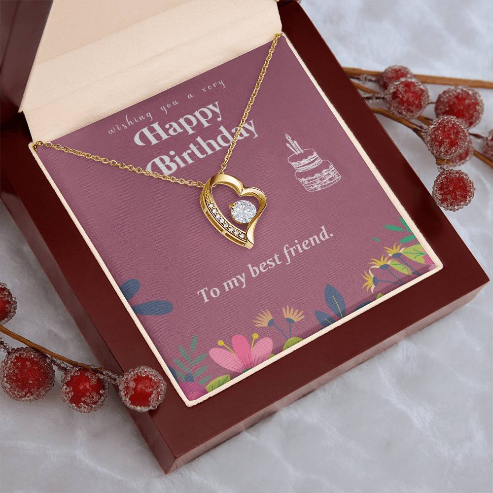 Happy Birthday - To My Best Friend - 925 Sterling Silver Pendant Forever Love Necklace
