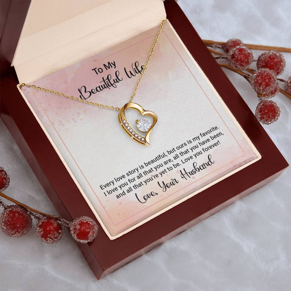 To My Beautiful Wife Happy Anniversary Forever Love Necklace