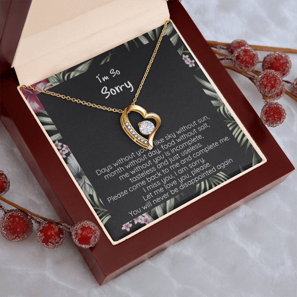 I'm Sorry Apology Gift White Gold Or Yellow Gold Finish Cz Crystal Pendant Necklace Forever Love Necklace