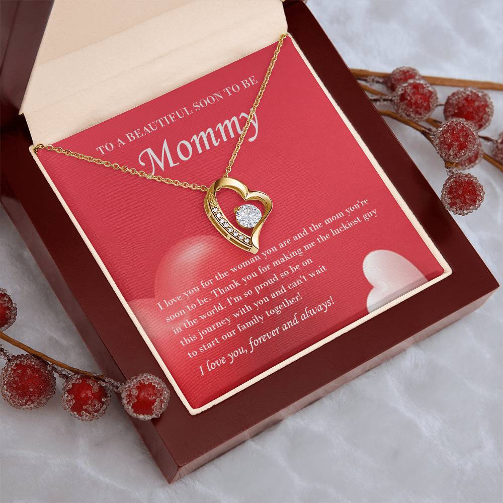 Mom To Be Valentine's Necklace From Baby Bump And Husband First Time Mommy Soon To Be Mother Jewelry Pregnant Valentine's Present Forever Love Necklace