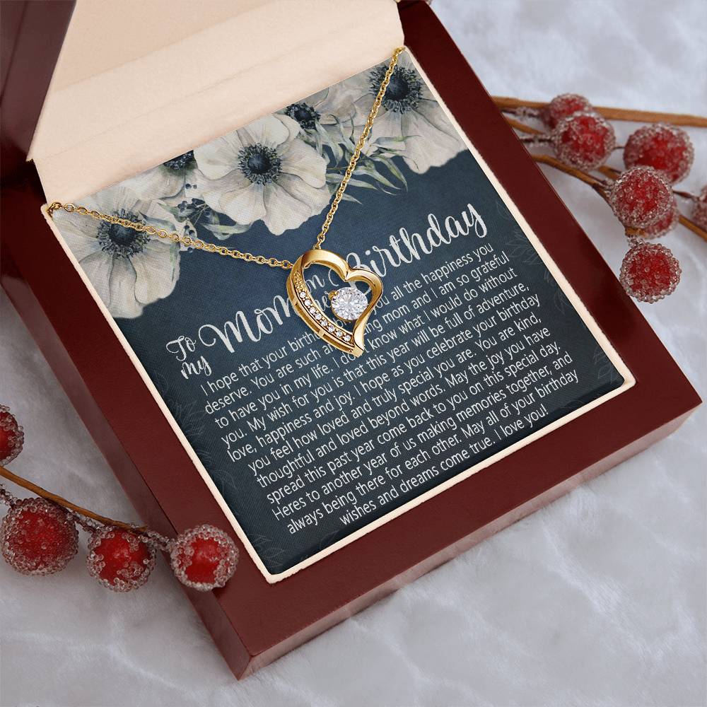 Mom Birthday Forever Love Necklace Gift Mom Birthday Jewelry Mom Necklace Or Bracelet Happy Birthday Mom Message Card Quote Cute Gift For Mom Forever Love Necklace