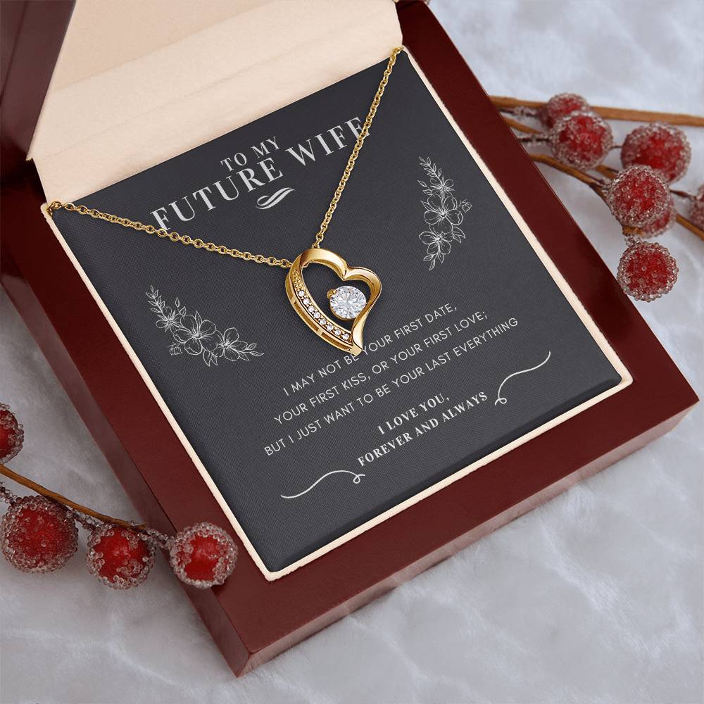 To My Future Wife Heart Necklace Message Card Gift Box Forever Love Necklace