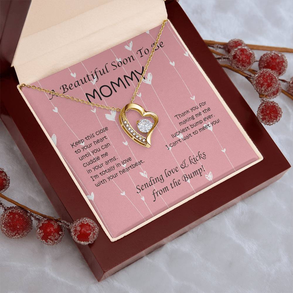 A Beautiful Soon To Be Mommy Heart Necklace Sending Love And Kicks From The Bump 1 Forever Love Necklace