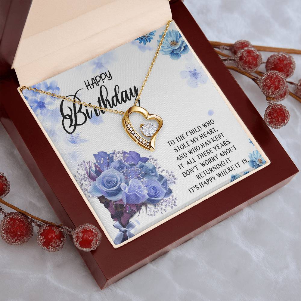 Happy Birthday Necklace Gift For Child Daughter Granddaughter From Mom Dad Grandma Grandpa Stole My Heart Forever Love Necklace