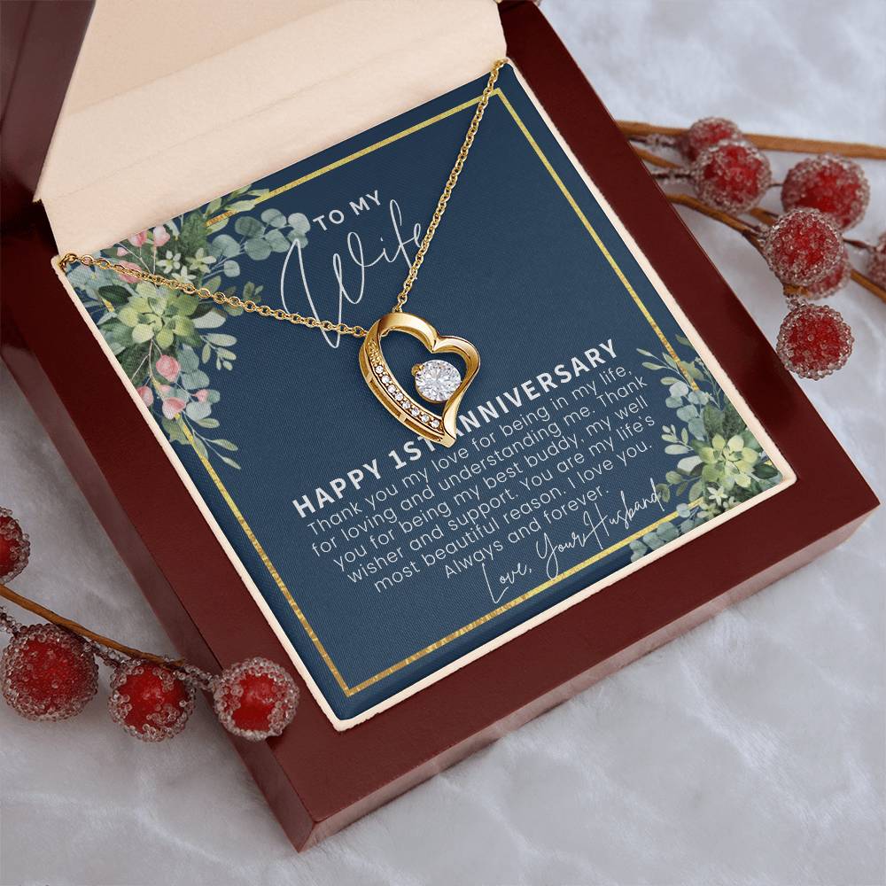 One Year Anniversary Gifts First Anniversary Gift For Her 1st Wedding Anniversary Gift For Wife First Year Anniversary Forever Love Necklace
