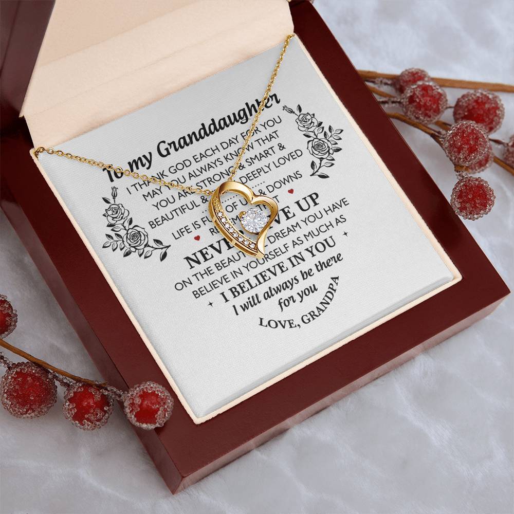 To My Granddaughter - I Will Always Be There For You Grandpa - Granddaughter Necklace Granddaughter Forever Love Necklace