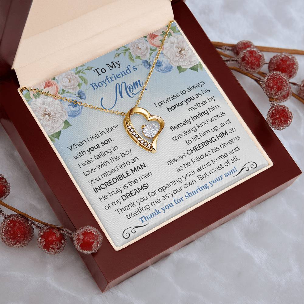 To My Boyfriend's Mom - Thank You For Sharing Your Son Forever Love Necklace