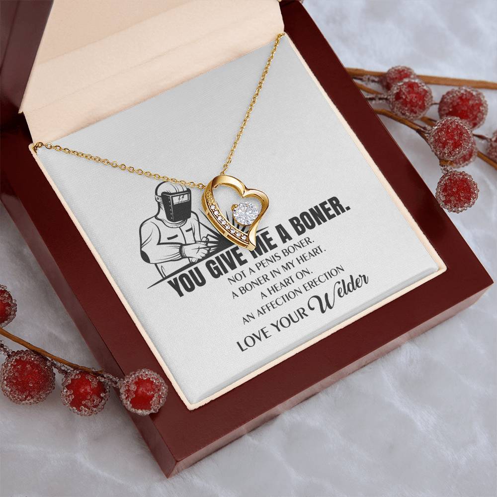 You Give Me A Heart Boner An Affection Erection Funny & Sarcastic Love For Her Mature Gift ♥ Gift For Welder's Wife Necklace Forever Love Necklace
