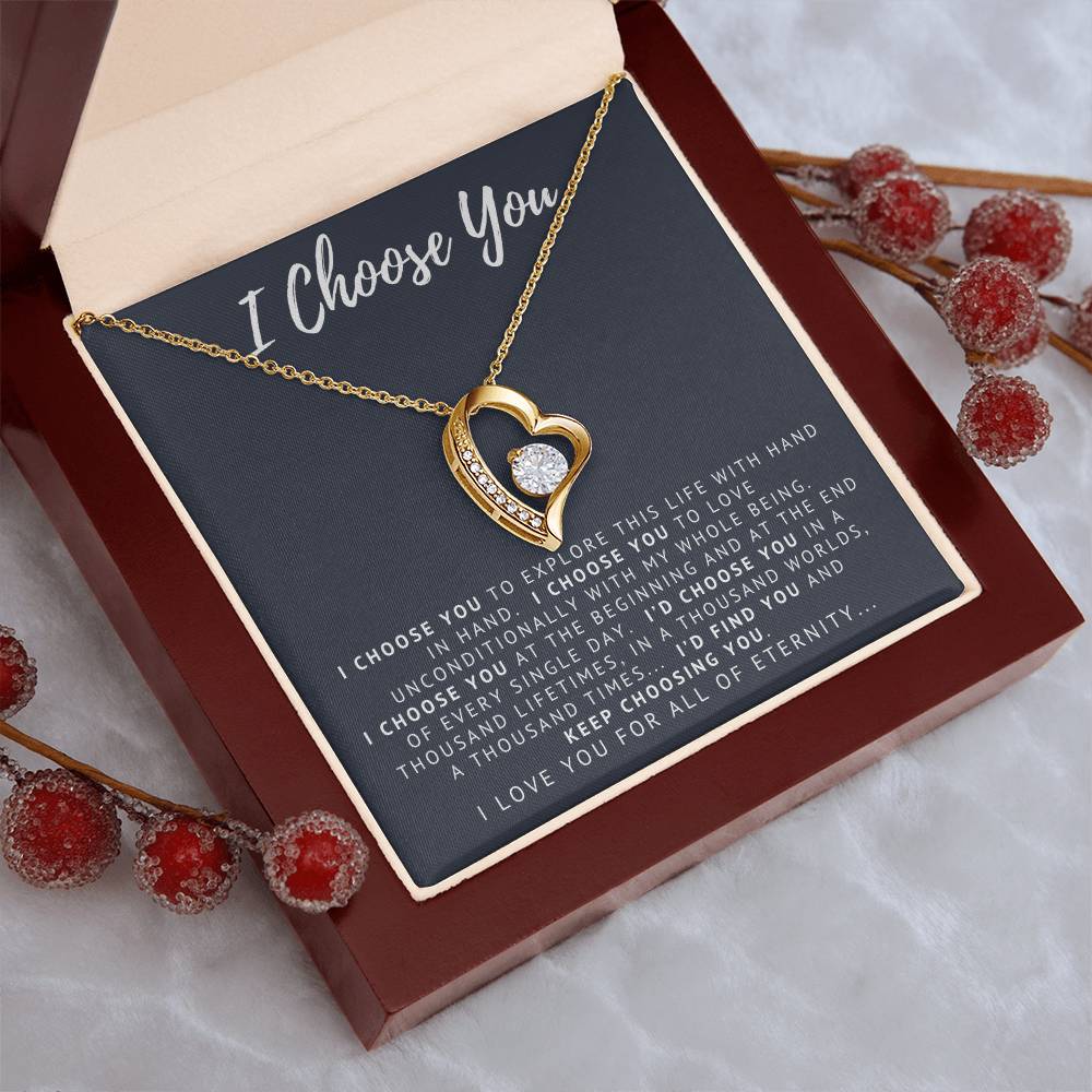 I Choose You 14k White Gold Forever Love Necklace