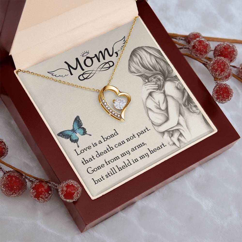Remembrance Necklace Mom Love Is A Bond That Death Can Not Part Gift To Remember Mom Angel Wings 1 Forever Love Necklace