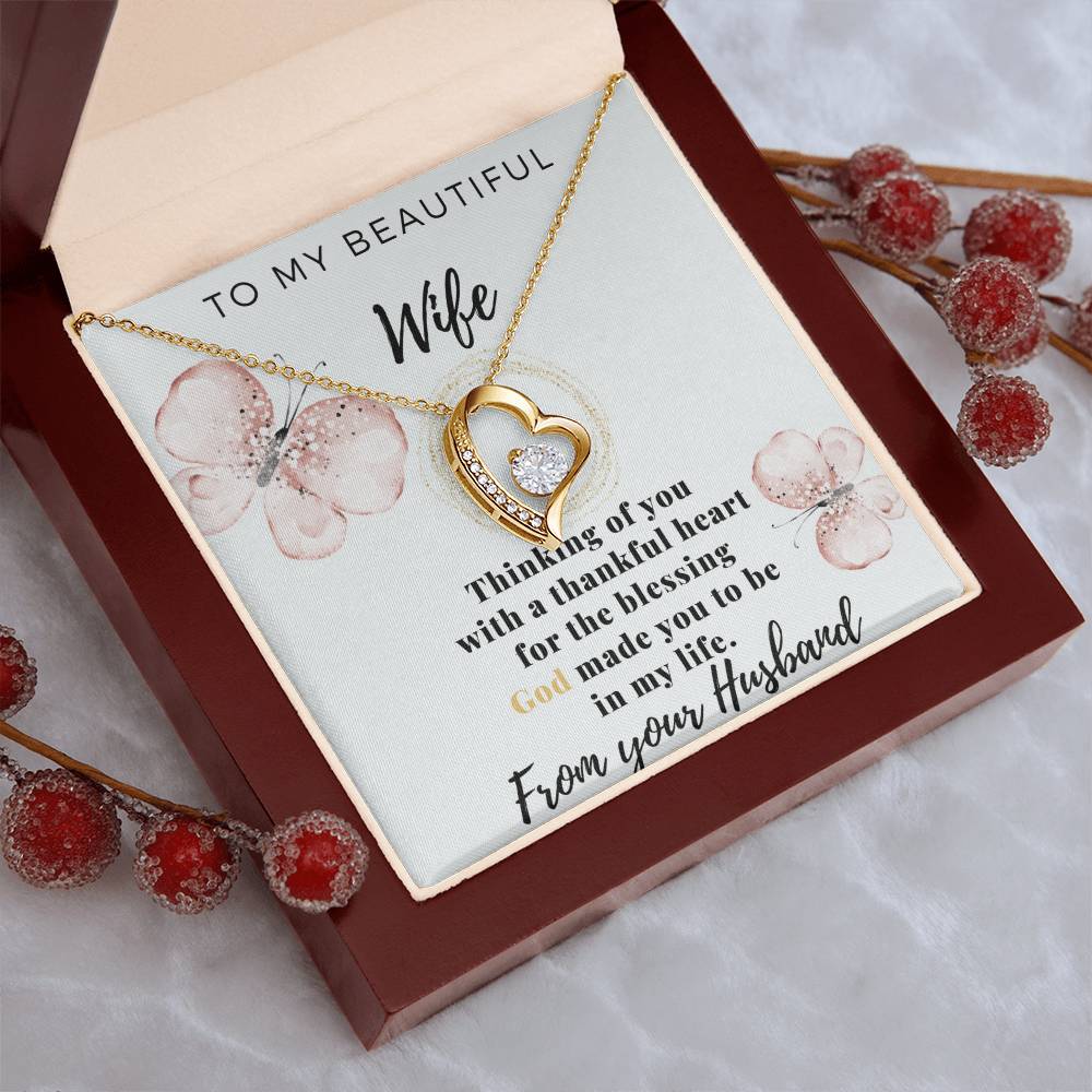 Gift For Wife From Husband - To My Beautiful Wife - Love From Your Husband - To My Beautiful Wife Necklace Forever Love Necklace