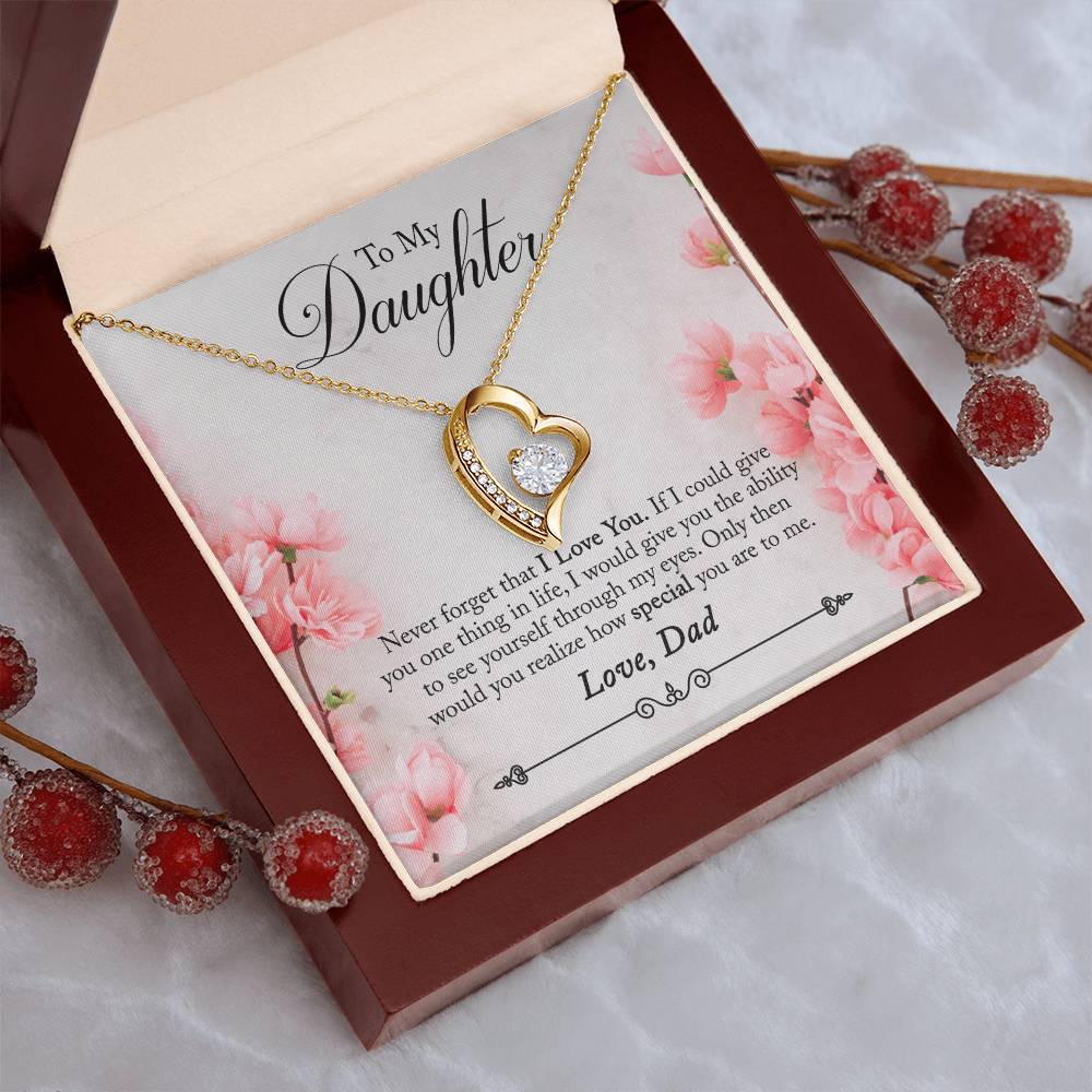 To My Daughter Never Forget That I Love You Gift Heart Necklace Forever Love Necklace