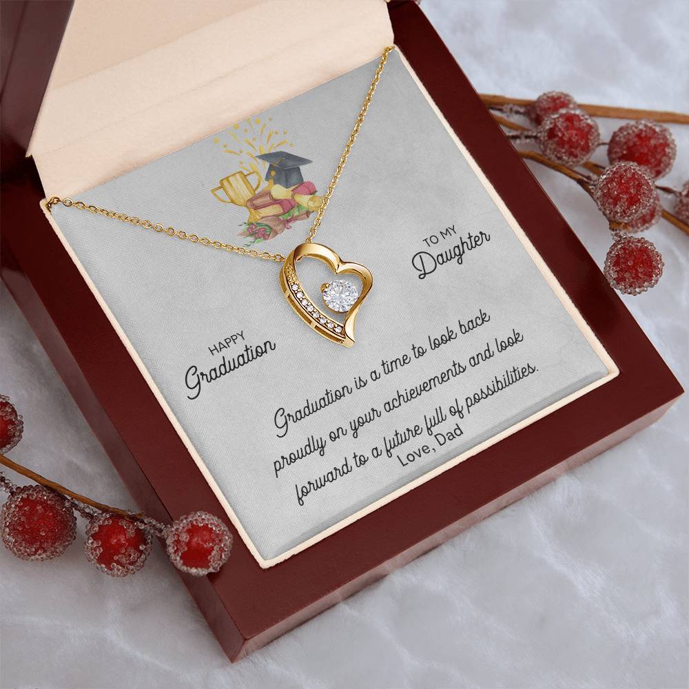 Graduation Happy Graduation To My Daughter Open Heart Necklace From Dad 1 Forever Love Necklace