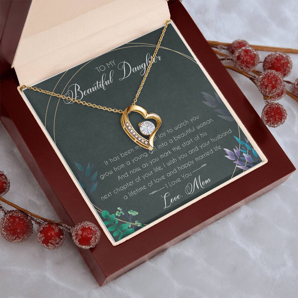 To My Beautiful Daughter Birthday Message Card Gift From Mom Mom To Daughter Gift Mom And Daughter Always Remember Forever Love Necklace