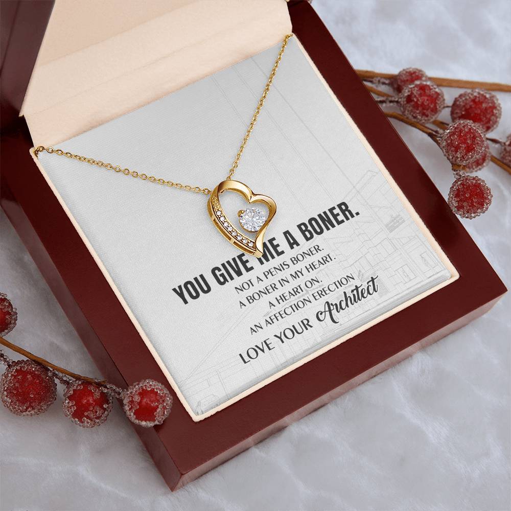 You Give Me A Heart Boner An Affection Erection Funny & Sarcastic Love For Her ♥ Mature Best Funny Gag Gifts For Architect Wife On Special Days Forever Love Necklace