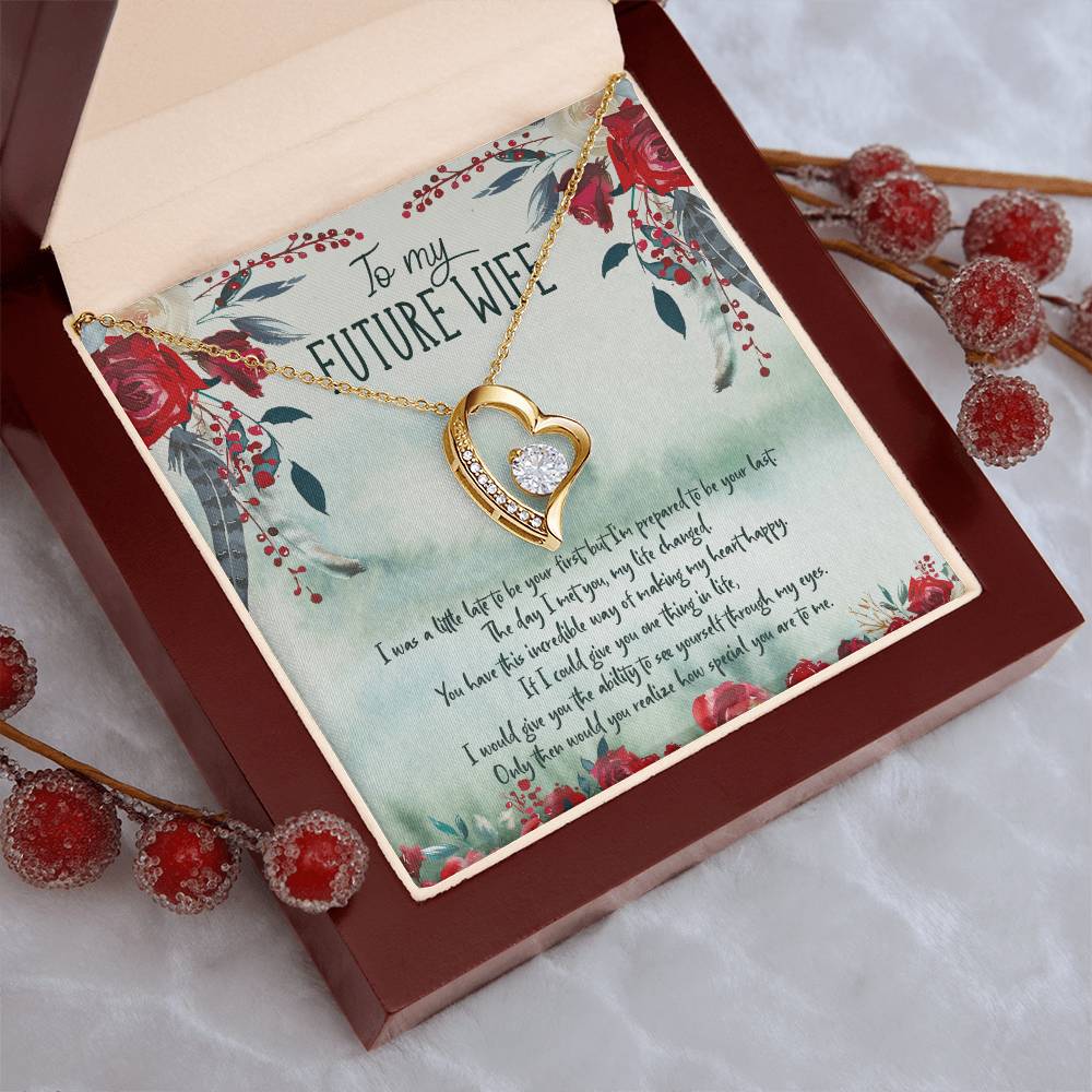 To My Future Wife Heart Necklace With Customize Romantic Message Card Forever Love Necklace