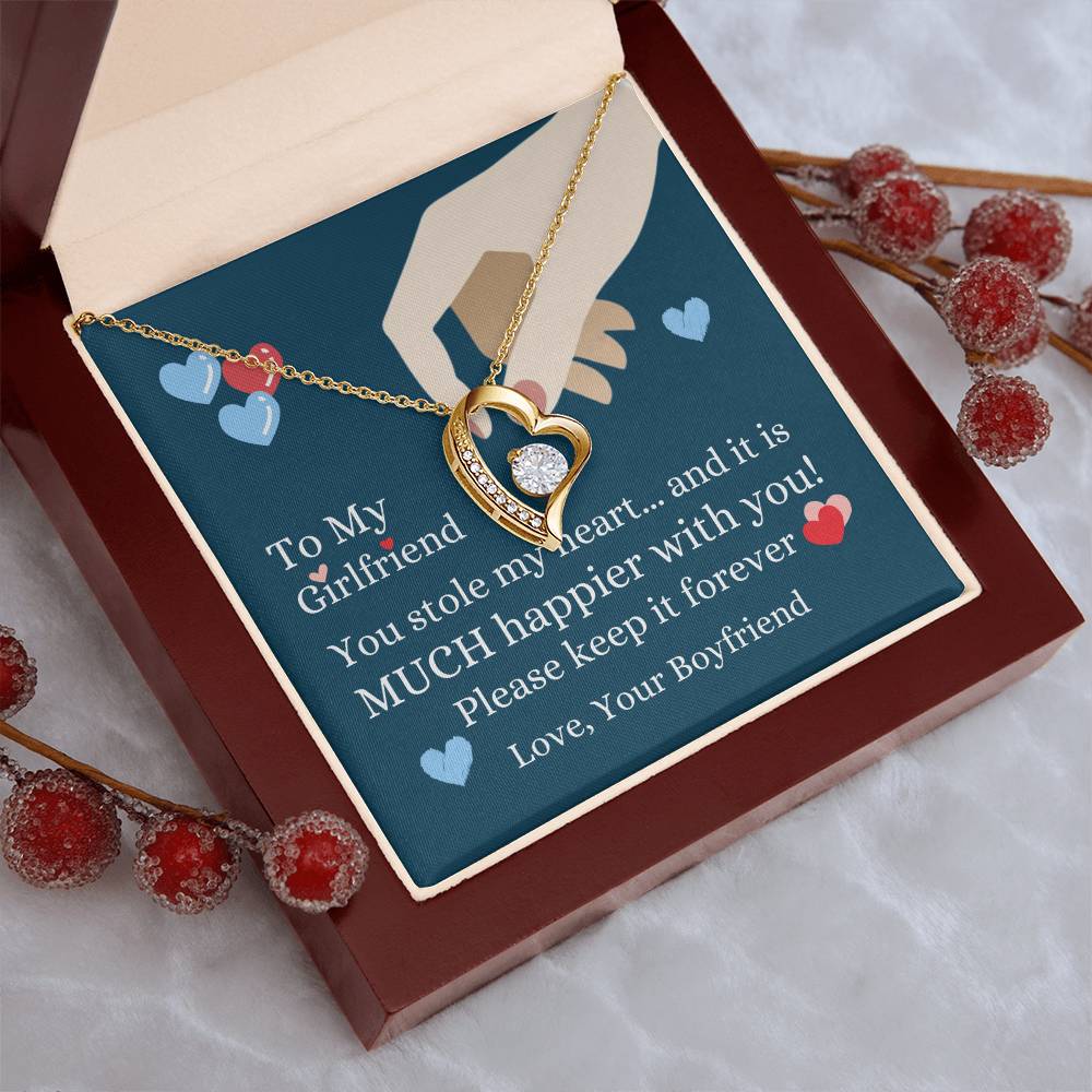 To My Girlfriend  You Stole My Heart Necklace Forever Love Necklace