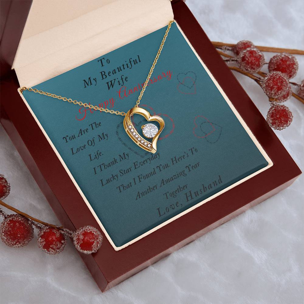 To My Beautiful Wife - Happy Anniversary- Forever Love Necklace Forever Love Necklace
