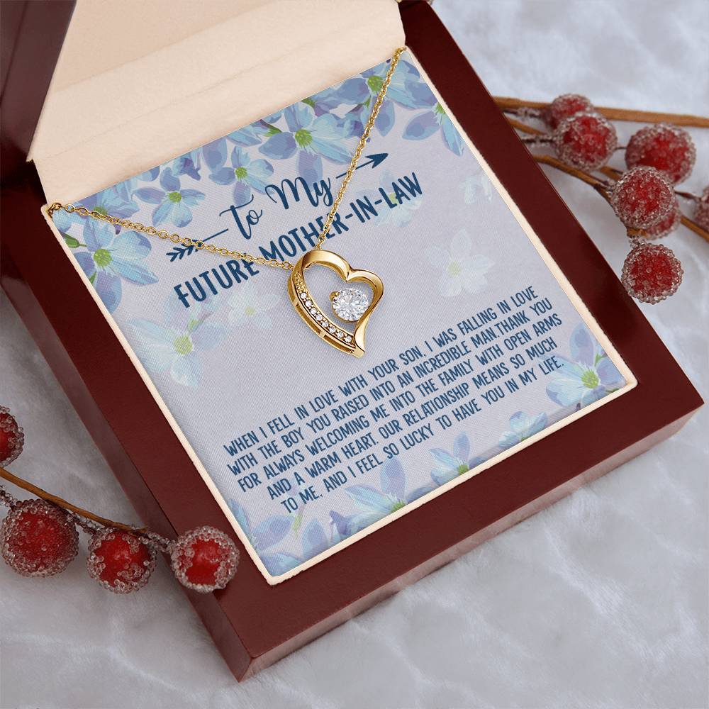 Love Knot Pendant Necklace To My Future Mother-In-Law The Boy You Raised Bonus Mom Gift Future Mother-In-Law Necklace Future Stepmom Forever Love Necklace