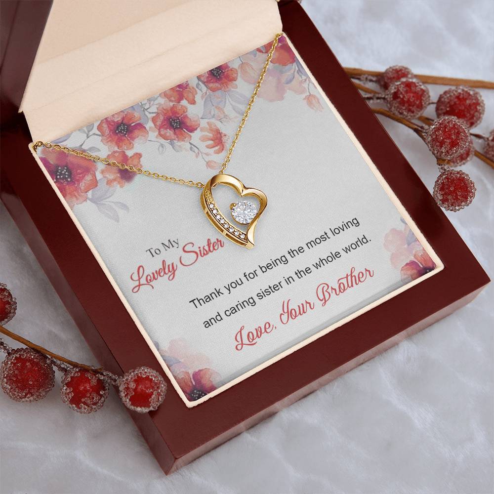 To My Lovely Sister - 92.5 Sterling Silver Pendant Forever Love Necklace