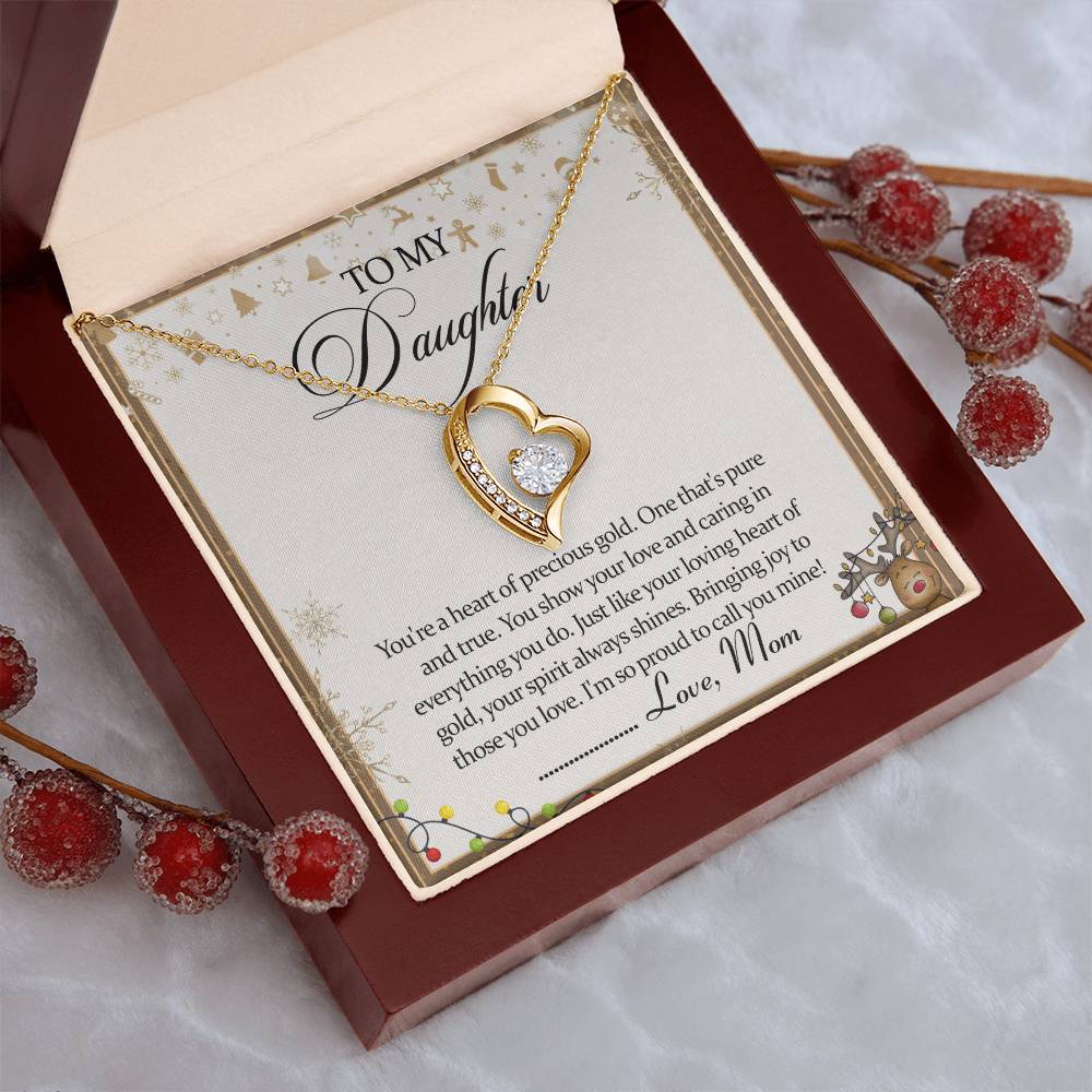 To My Daughter Forever Love Necklace - Daughter Mother's Day Gift - To My Daughter Necklace From Mom Dad Forever Love Necklace