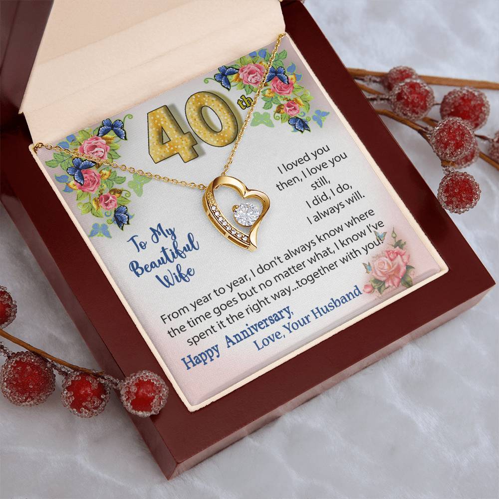 40Th Anniversary Gift For Wife Heart Necklace Forever Love Necklace