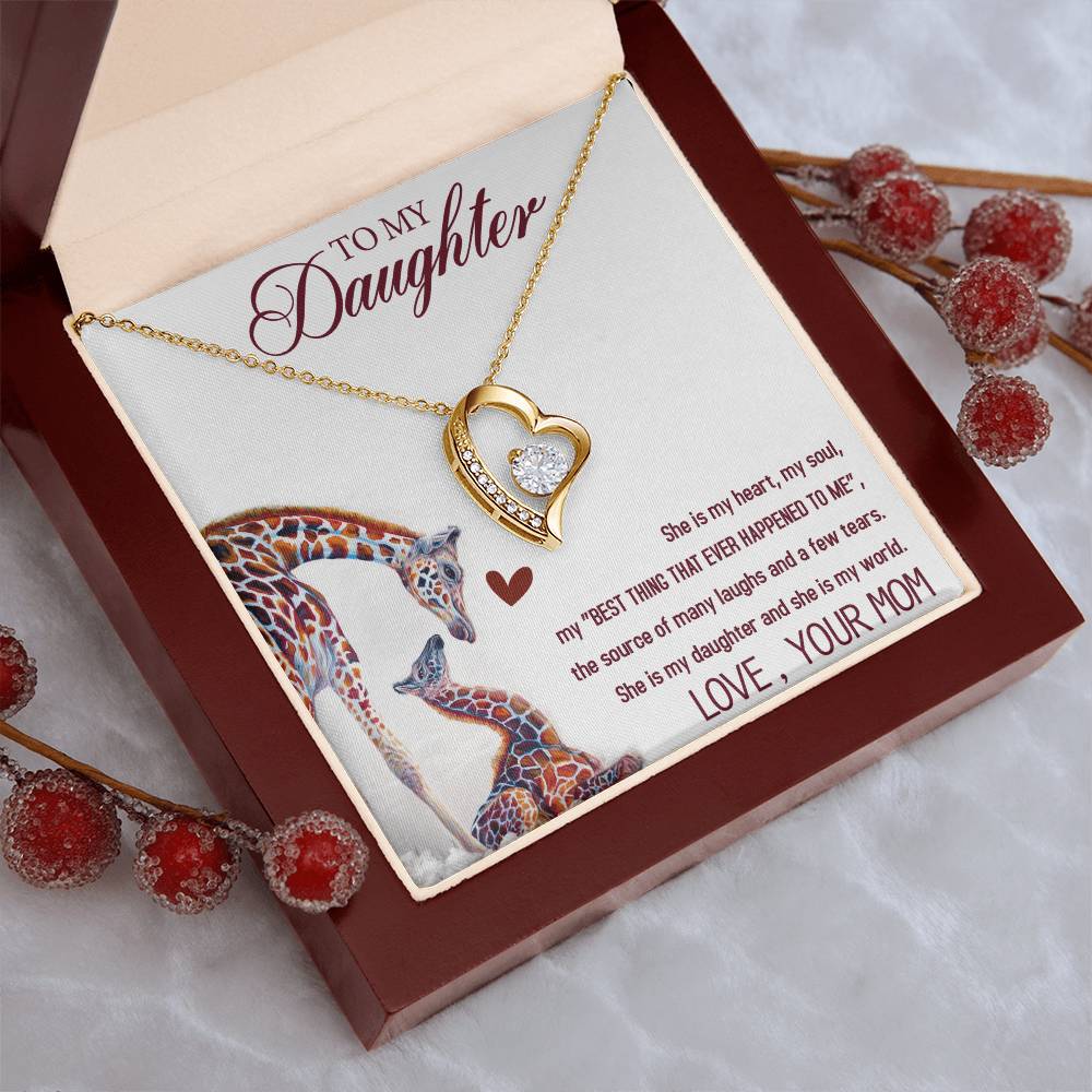 To My Daughter Forever Love Necklace Gifts - Gift For Daughter From Mom - Daughter Gift From Mom Forever Love Necklace