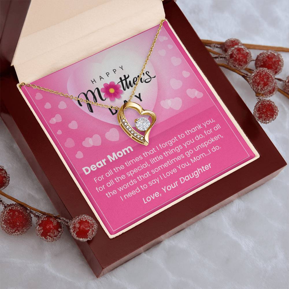 Dear Mom- Gift For Mom- Mother's Day Gift Forever Love Necklace