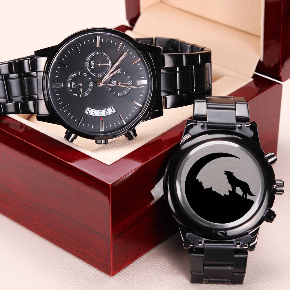 Wolf Howling Chronograph Watch Engraving Chronograph Watch
