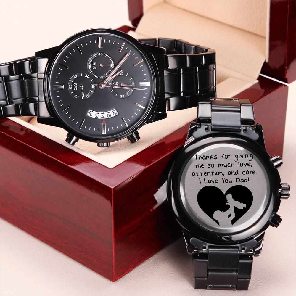 To My Dad - Engraved Design Black Chronograph Watch Engraving Chronograph Watch