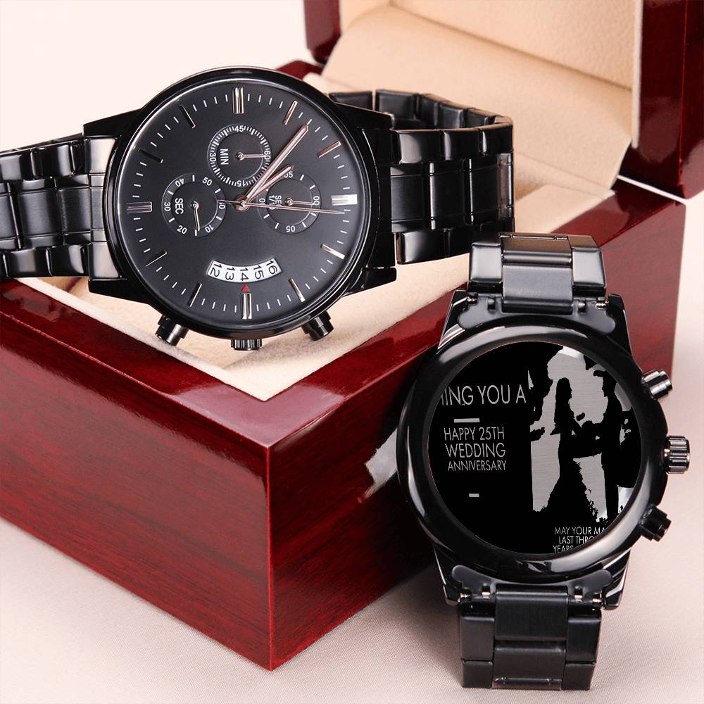 Happy 25th Wedding Anniversary Watch Engraving Chronograph Watch