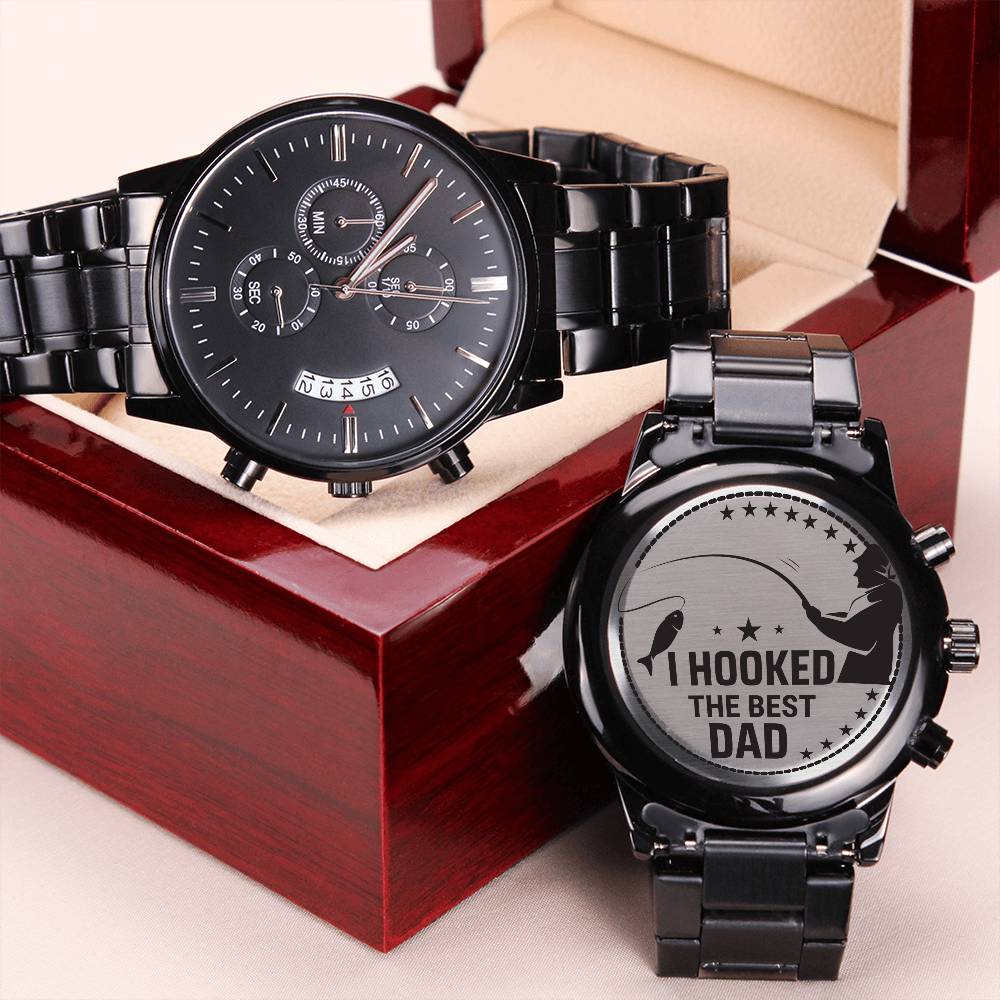 I Hooked The Best Dad - Chronograph Watch Engraving Chronograph Watch