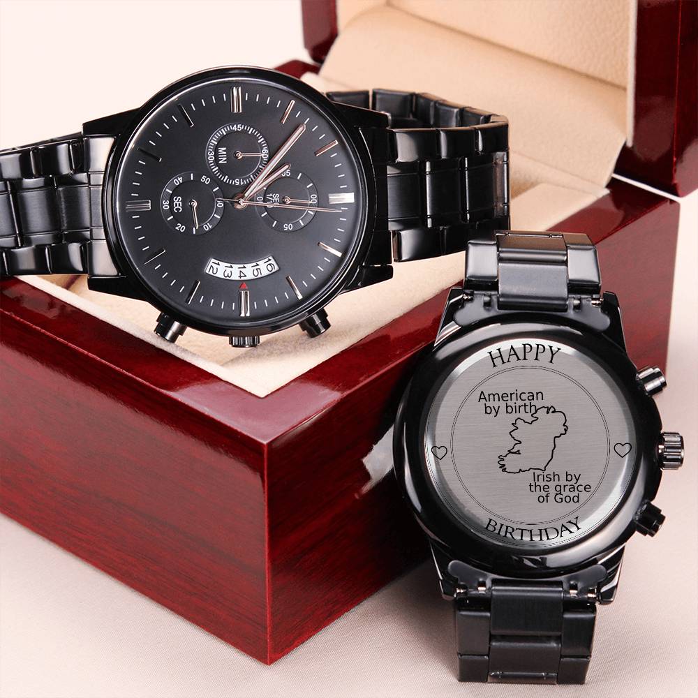 Irish American B-day Watch Engraving Chronograph Watch
