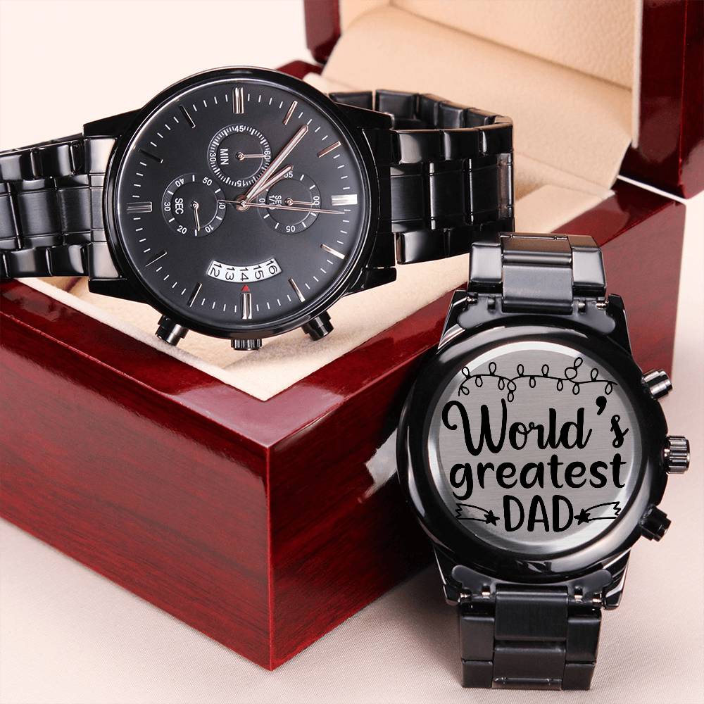 World's Greatest Dad Engraving Chronograph Watch