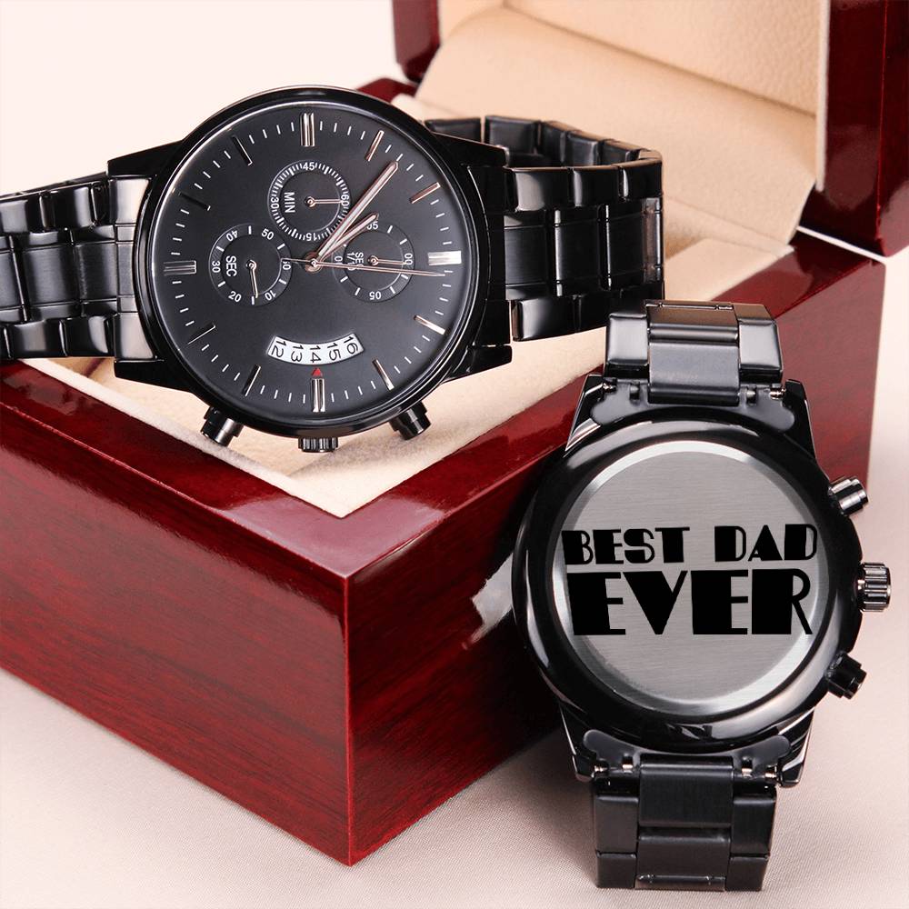 Best Dad Ever - Black Chronograph Watch Engraving Chronograph Watch