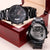 Engraved Design Black Chronograph Watch For Firefighter Dad Engraving Chronograph Watch