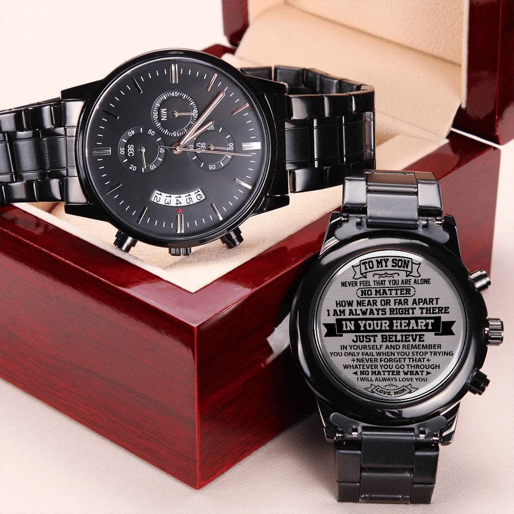 To My Son - Personalised Men's Watch - In Your Heart Engraving Chronograph Watch