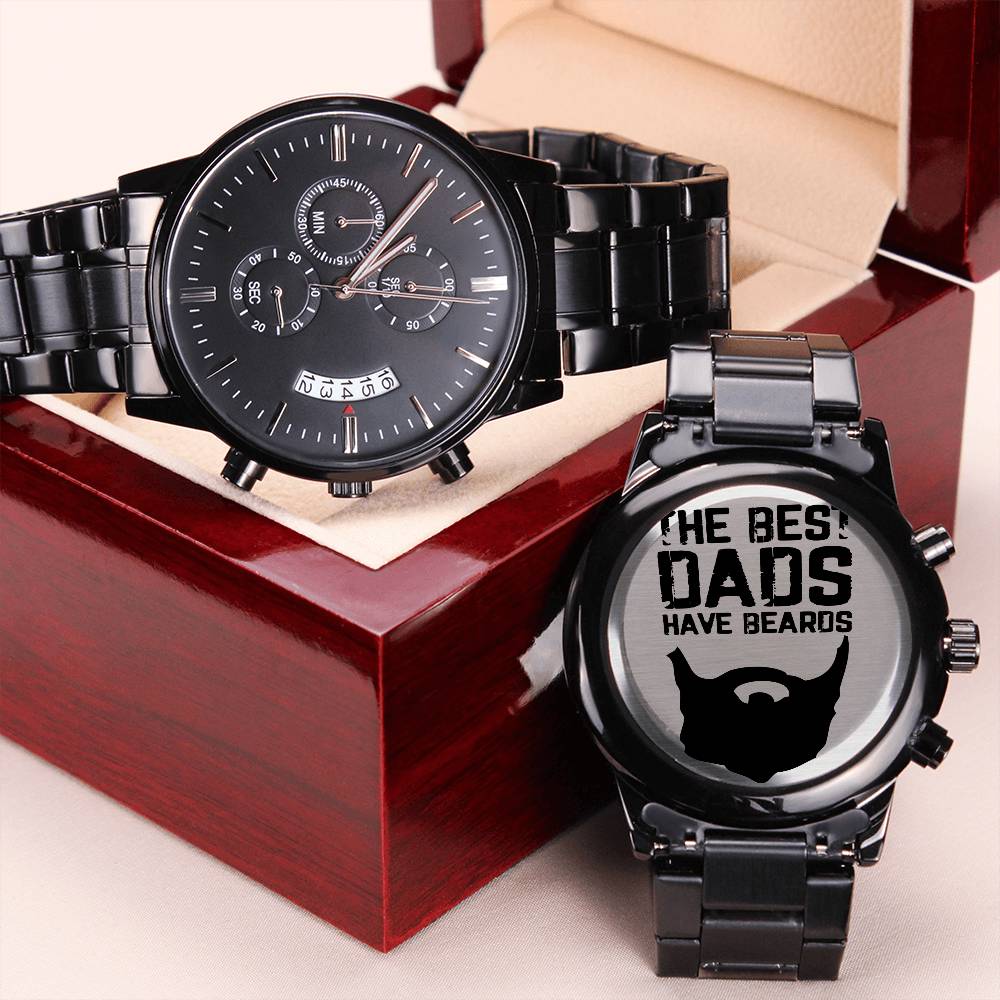 Gift For Dad - The Best Dads Have Beards Chronograph Watch - Father's Day Presents For Daddy Grandpa Papa Engraving Chronograph Watch