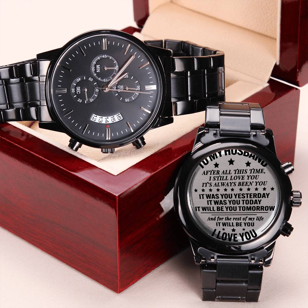 After All This Time I Still Love You. Engraving Chronograph Watch